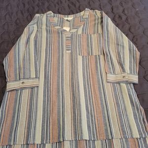 Christopher and Banks multi color striped top, tunic style.